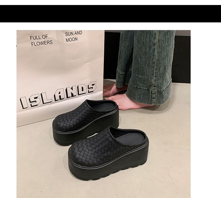 Platform Plain Faux Leather Mules