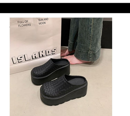 Platform Plain Faux Leather Mules