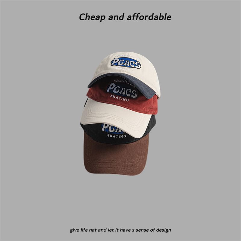 Letter Embroidered Cap Two-Tone