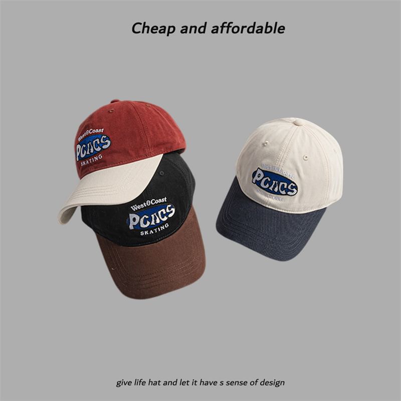 Letter Embroidered Cap Two-Tone