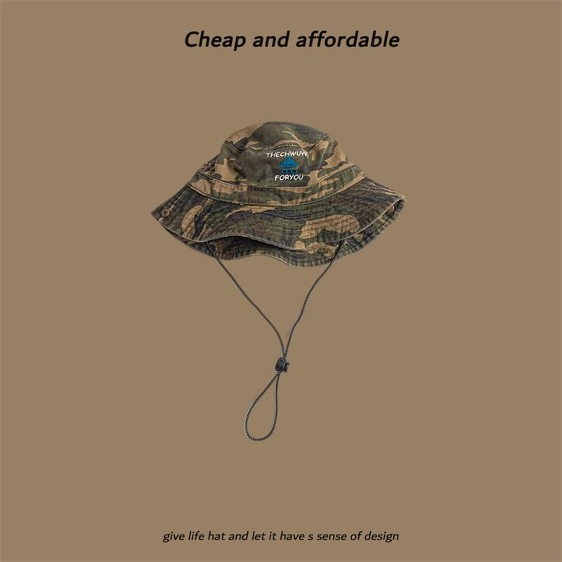 Hat Drawstring Sun Camo Print