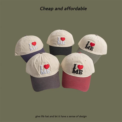 Two-Tone Embroidered Cap Heart