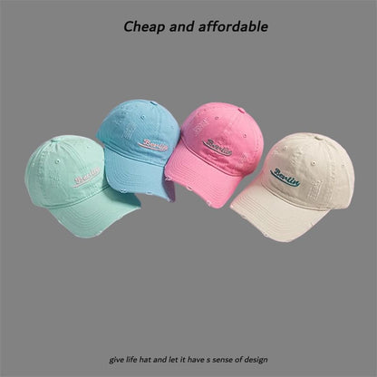 Letter Distressed Embroidered Cap