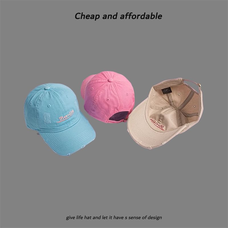 Letter Distressed Embroidered Cap