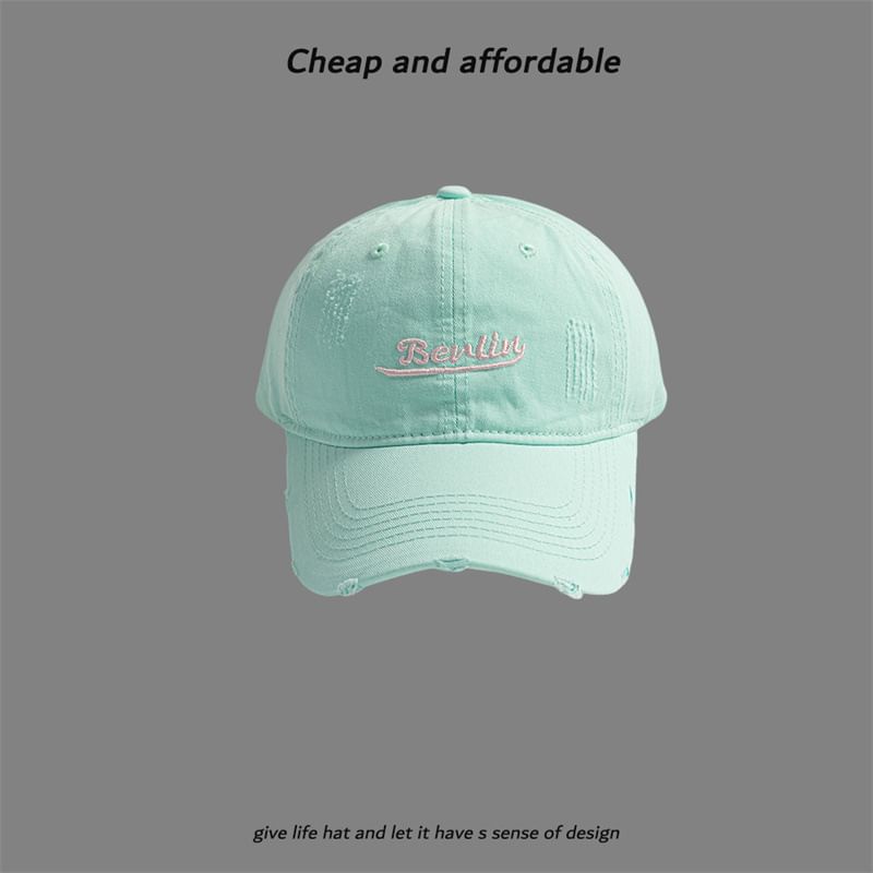 Letter Distressed Embroidered Cap