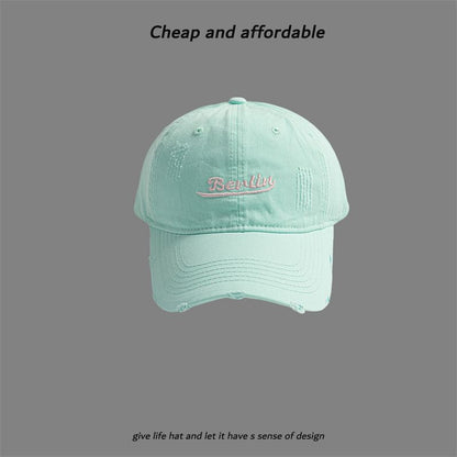 Letter Distressed Embroidered Cap