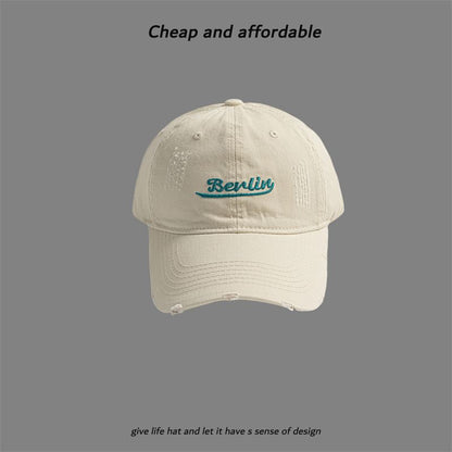 Letter Distressed Embroidered Cap