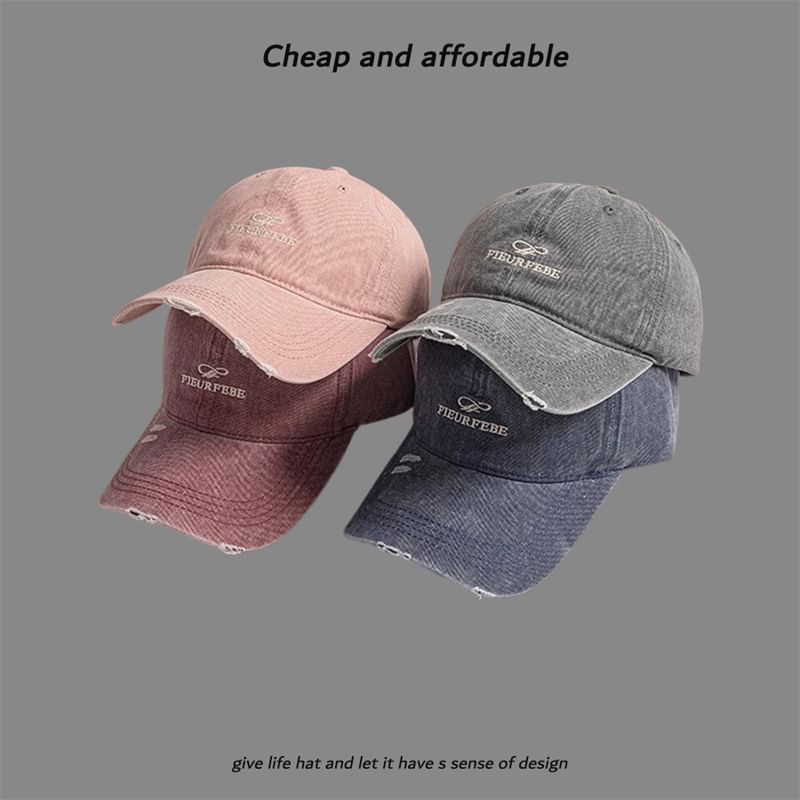 Embroidered Distressed Cap Letter Washed