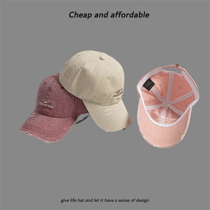 Embroidered Distressed Cap Letter Washed