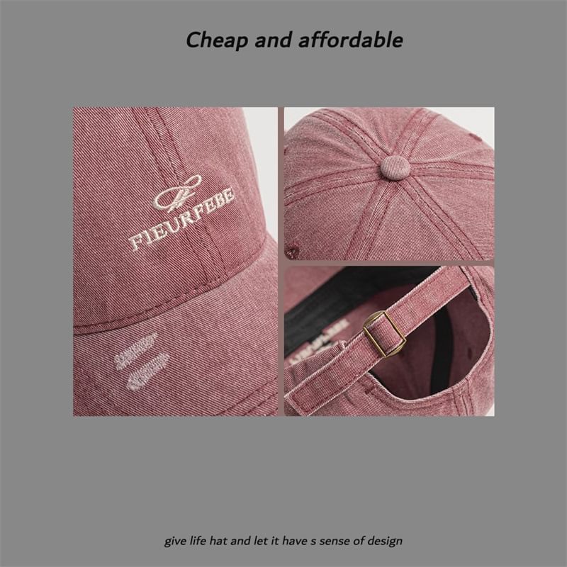 Embroidered Distressed Cap Letter Washed