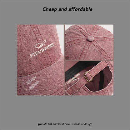 Embroidered Distressed Cap Letter Washed