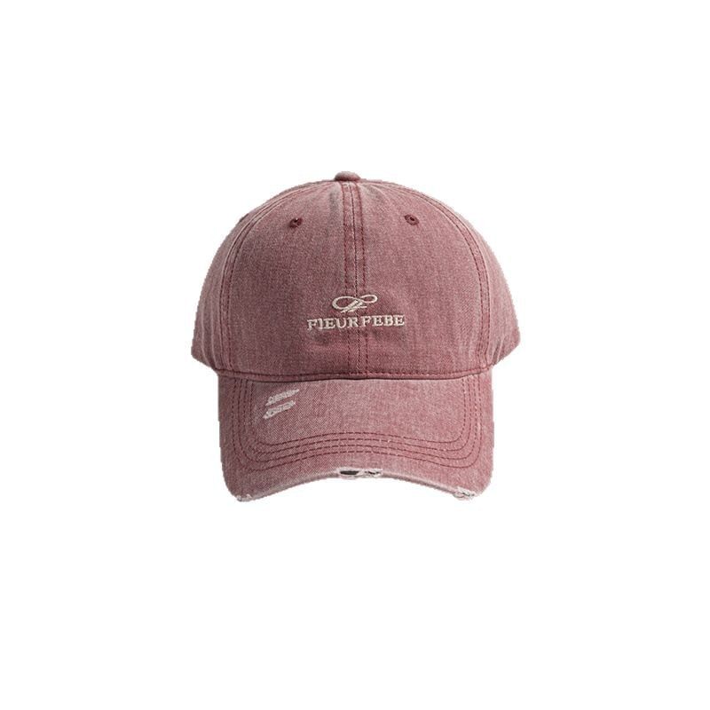 Embroidered Distressed Cap Letter Washed