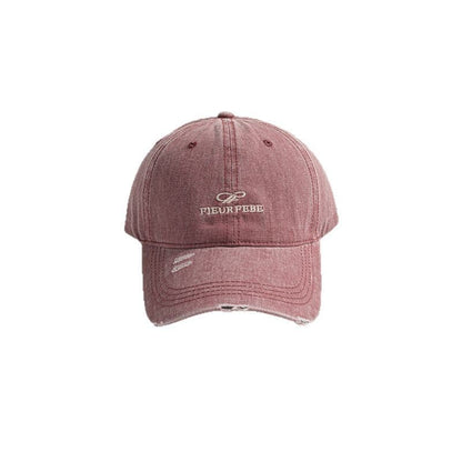 Embroidered Distressed Cap Letter Washed