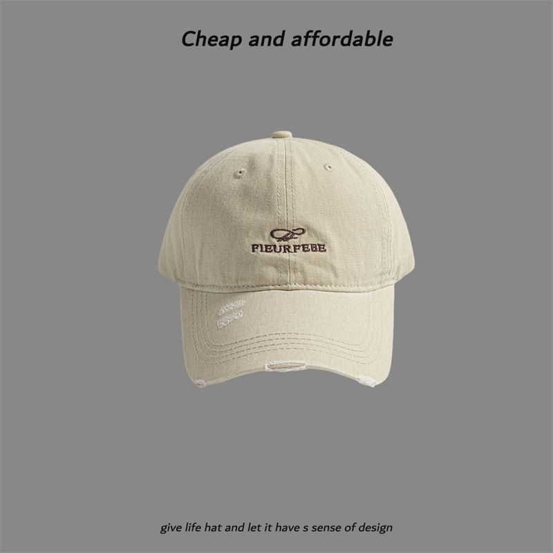 Embroidered Distressed Cap Letter Washed