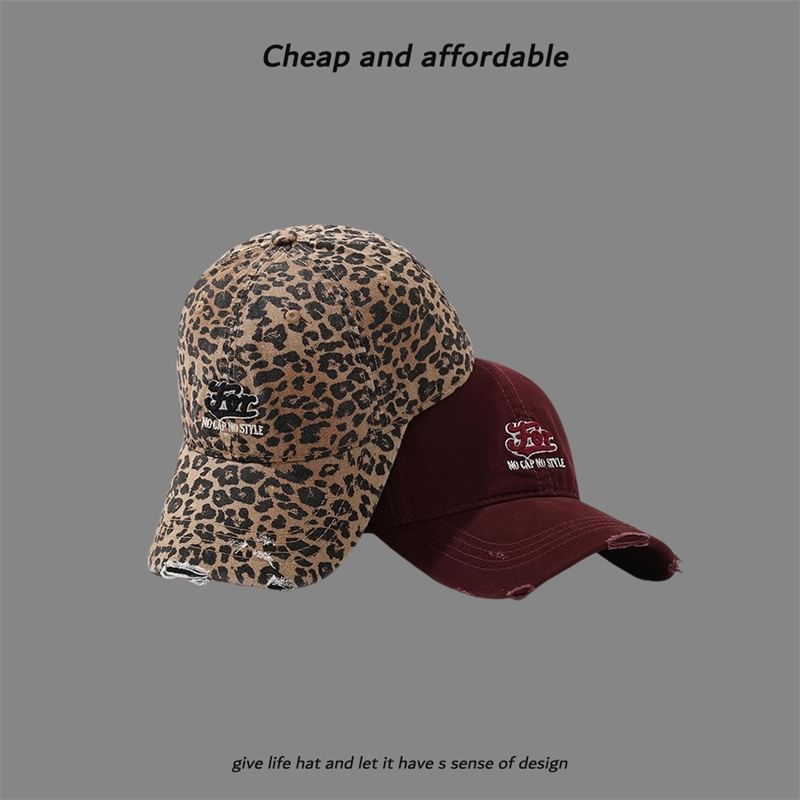 Letter Distressed Cap Embroidered