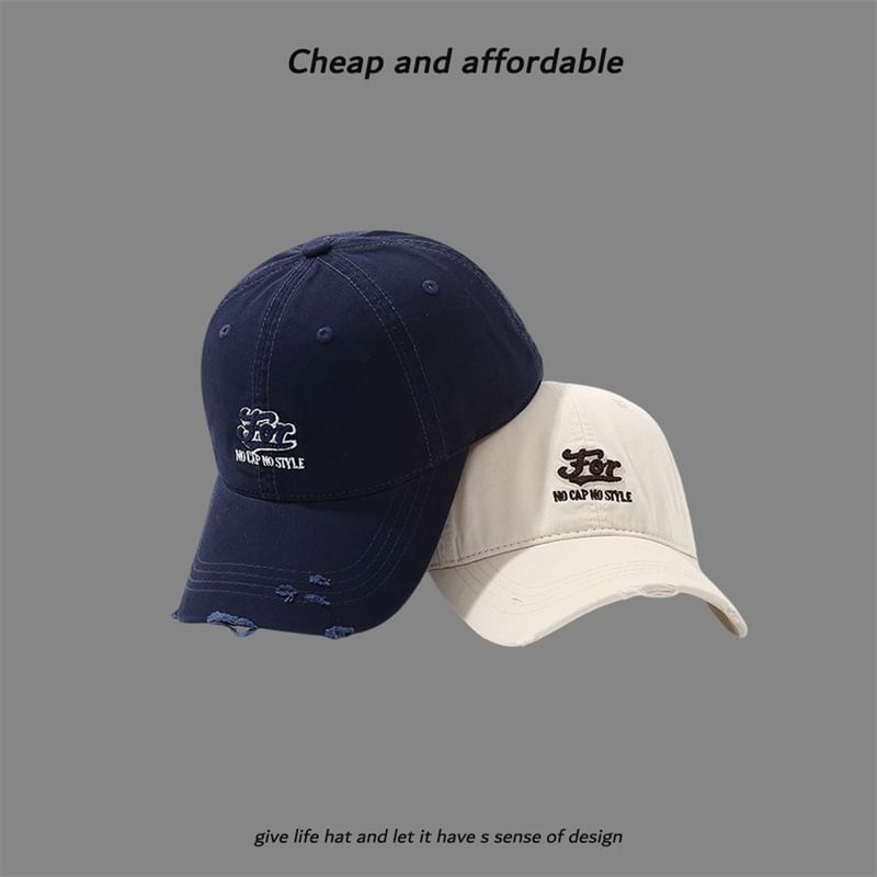 Letter Distressed Cap Embroidered