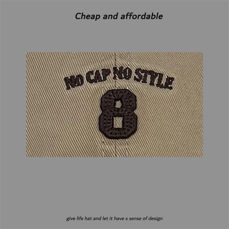 Washed Number Cap Distressed Embroidered