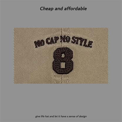 Washed Number Cap Distressed Embroidered