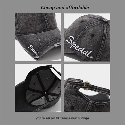 Embroidered Cap Letter Distressed