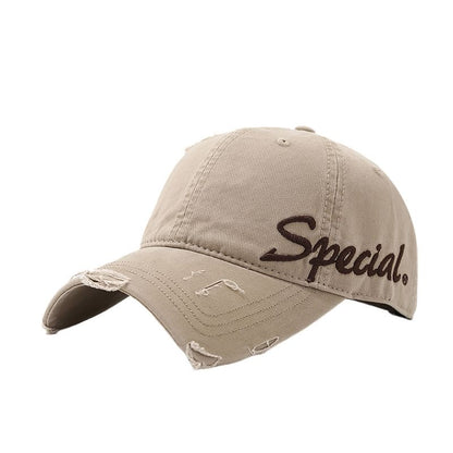 Embroidered Cap Letter Distressed