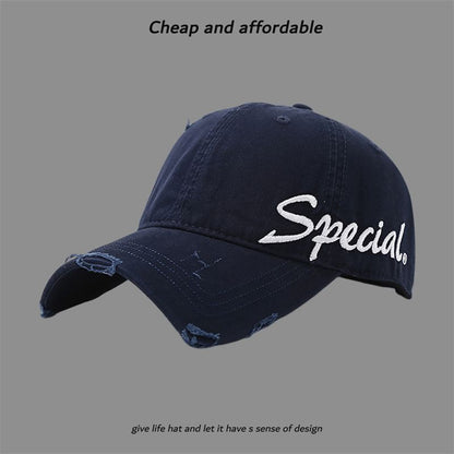 Embroidered Cap Letter Distressed