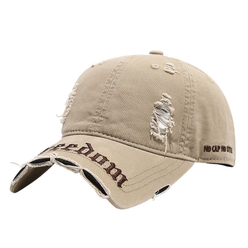 Embroidered Letter Distressed Washed Cap