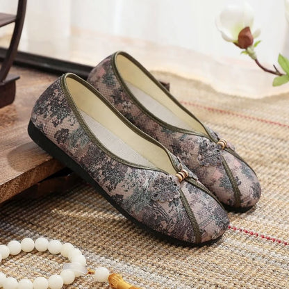 Floral Print Panel Flats