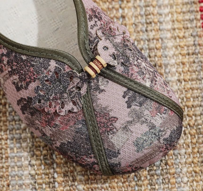 Floral Print Panel Flats