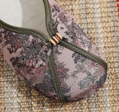 Floral Print Panel Flats