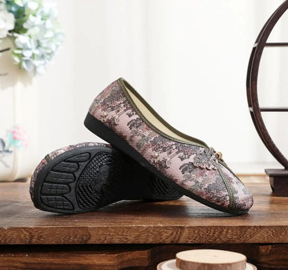 Floral Print Panel Flats