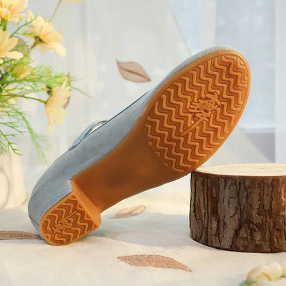 Block Heel Embroidered Shoes