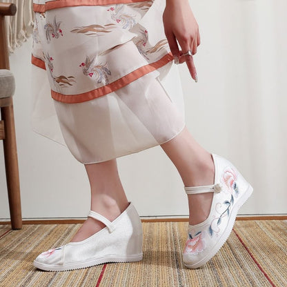 Wedge Heel Floral Embroidery Shoes