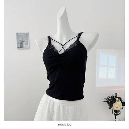 Padded Camisole - Lace Trim V-Neck 5 Colors