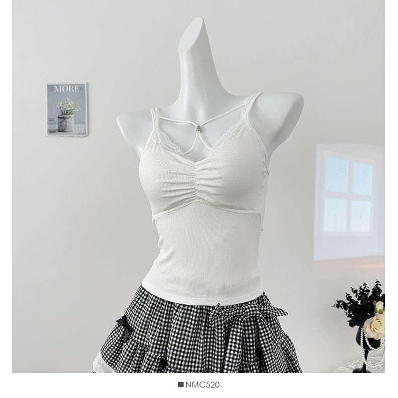 Padded Camisole - Lace Trim V-Neck 5 Colors