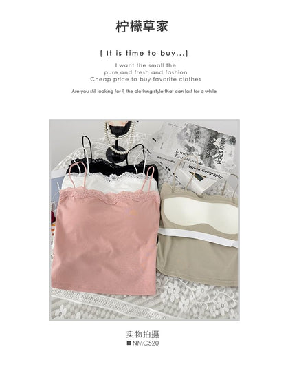 Padded Cami - Lace Trim Casual Style