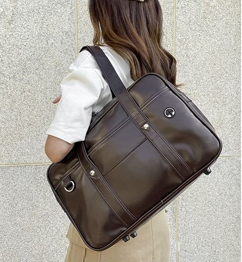 Faux Pocketed Tote Leather Bag