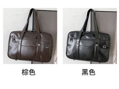 Faux Pocketed Tote Leather Bag