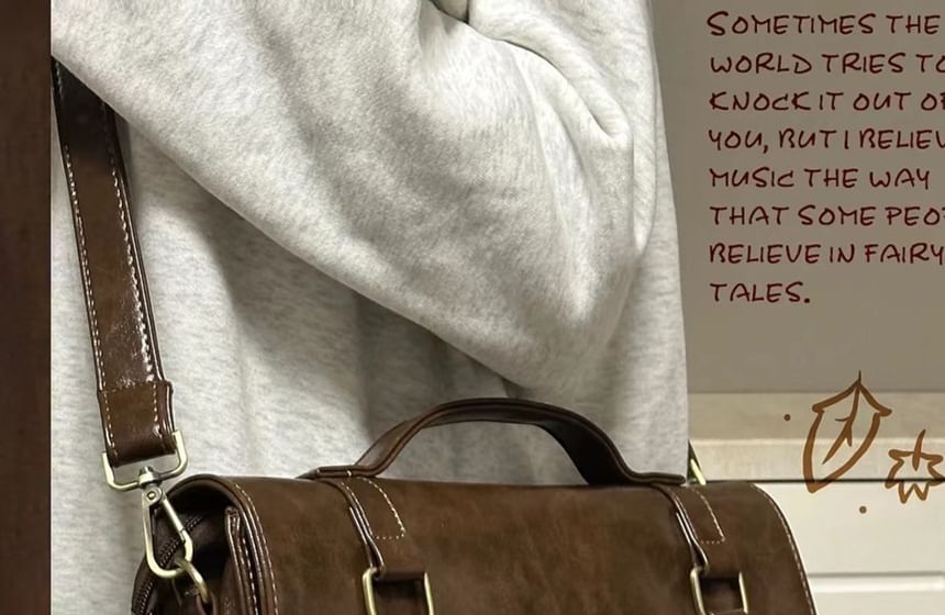 Plain Leather Faux Satchel Bag