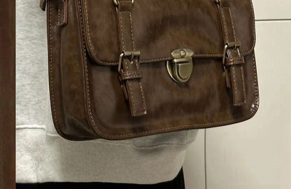 Plain Leather Faux Satchel Bag