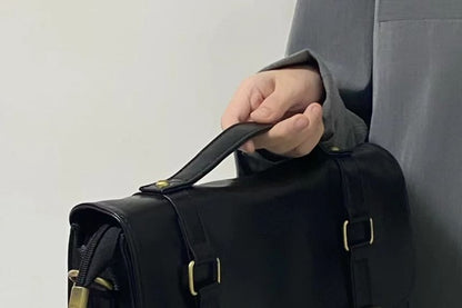 Plain Leather Faux Satchel Bag