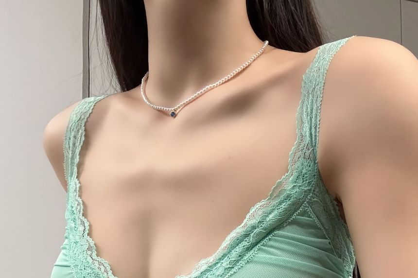 Ruched Padded Lace Trim Camisole