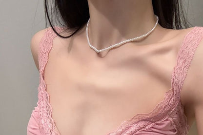 Ruched Padded Lace Trim Camisole
