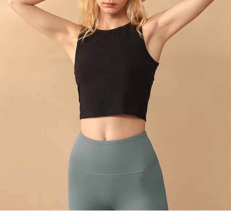 Crew Neck Plain Crop Tank Top