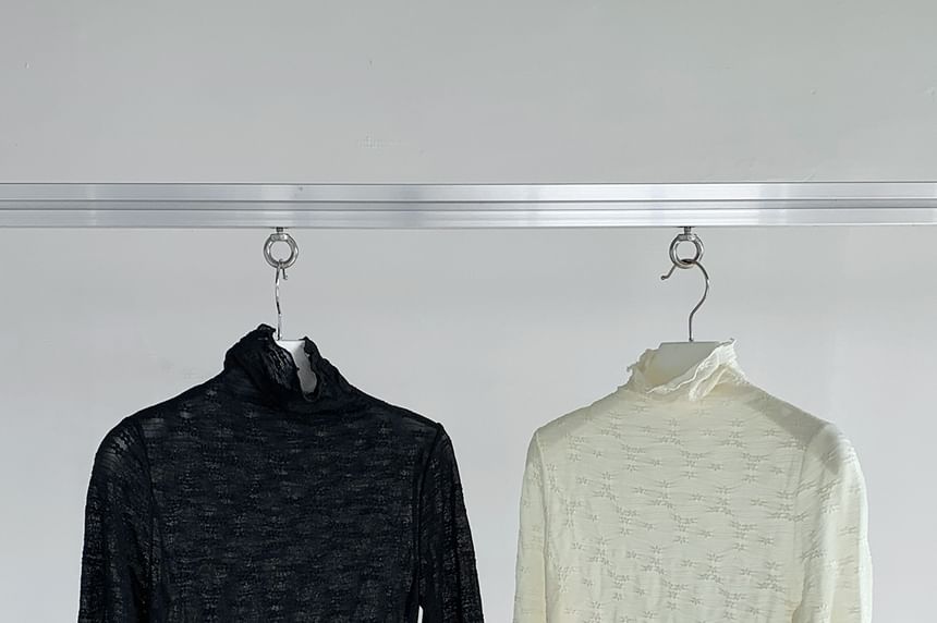 Turtleneck Lace Long Sleeve Top