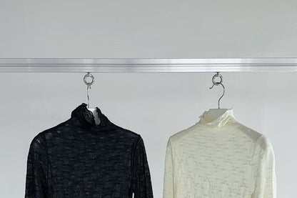 Turtleneck Lace Long Sleeve Top