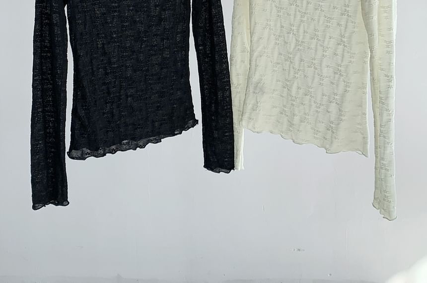 Turtleneck Lace Long Sleeve Top