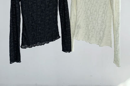 Turtleneck Lace Long Sleeve Top