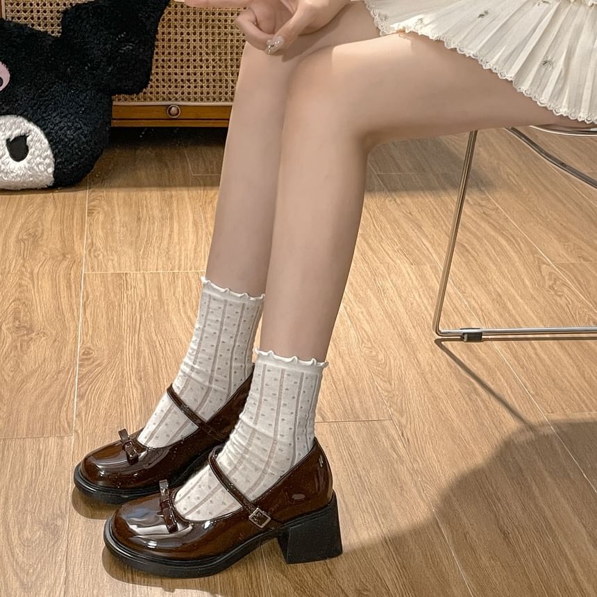 Chunky Heel Bow Mary Jane Pumps