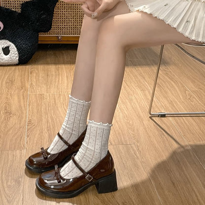 Chunky Heel Bow Mary Jane Pumps