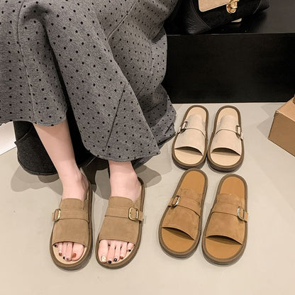 Plain Buckled Slide Sandals